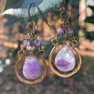 Amethyst and Bronze Earrings